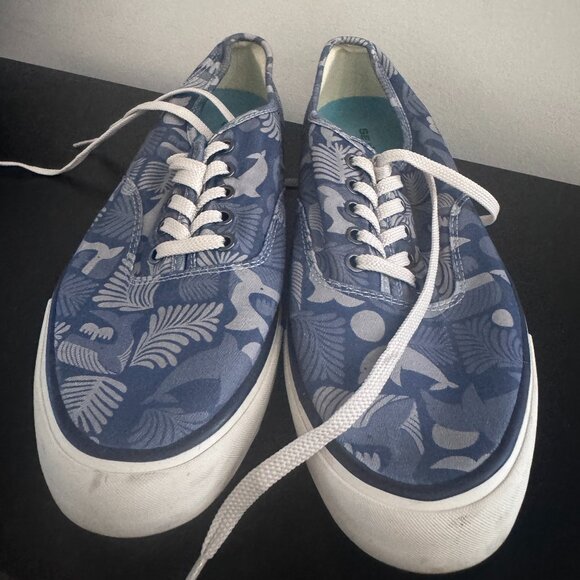 SeaVees Brand Casual Sneakers in Blue w/ Palm Leaf Print, Men's US 12 - Picture 1 of 7